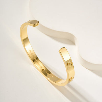 [⭐Reverie Jewels]LOVE BRACELET 6.1MM 1 DIAMOND OPEN CUFF