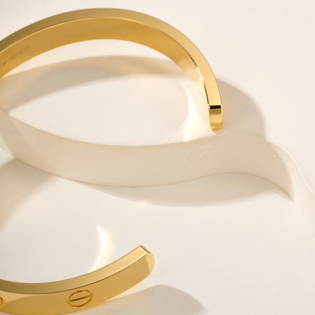 [⭐Reverie Jewels]LOVE BRACELET 6.1MM 1 DIAMOND OPEN CUFF