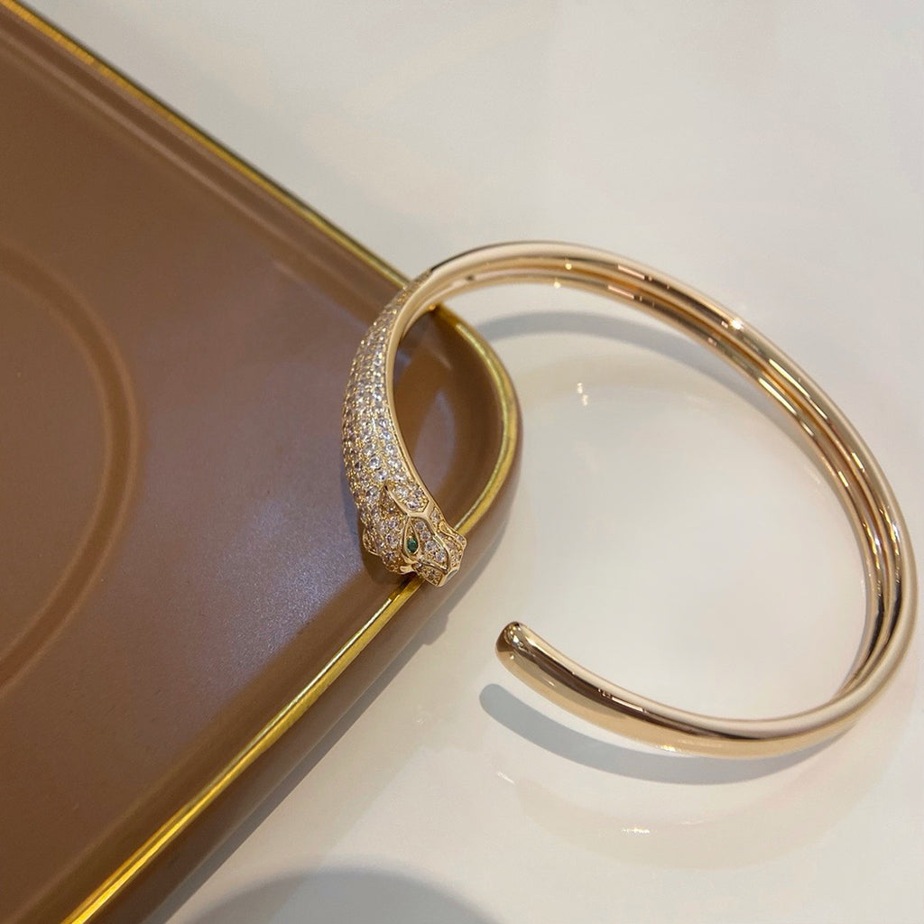 [⭐Reverie Jewels]PANTHERE HALF DIAMOND OPEN BRACELET