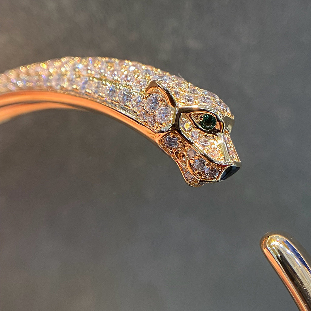 [⭐Reverie Jewels]PANTHERE HALF DIAMOND OPEN BRACELET
