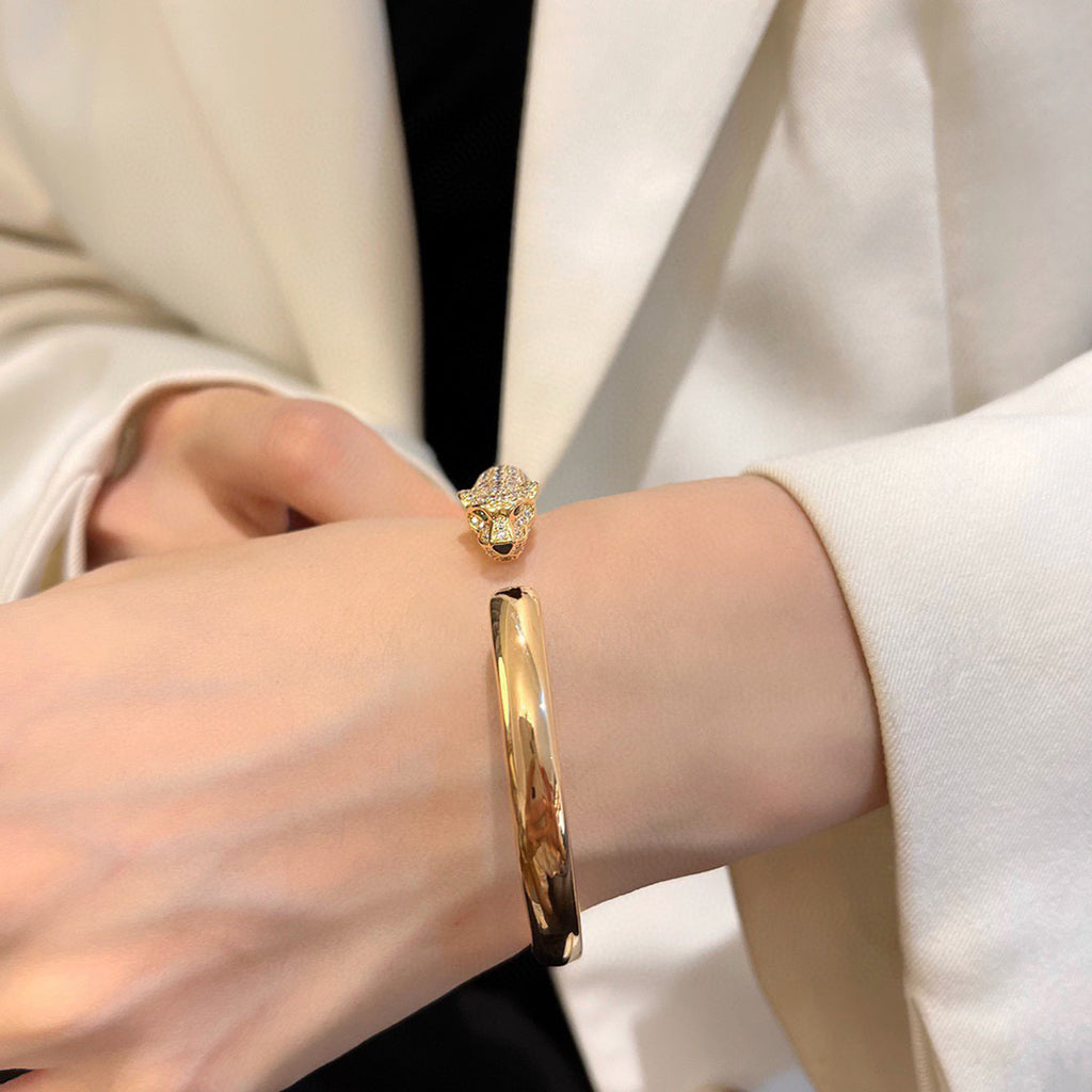 [⭐Reverie Jewels]PANTHERE HALF DIAMOND OPEN BRACELET