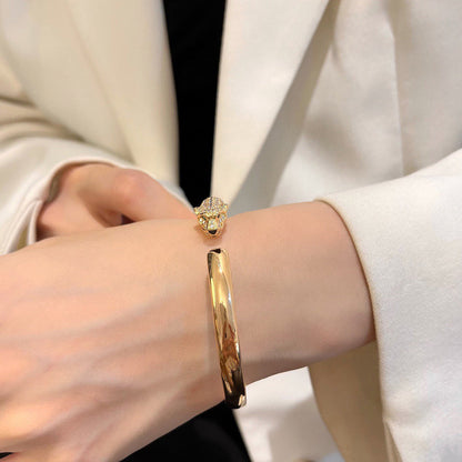 [⭐Reverie Jewels]PANTHERE HALF DIAMOND OPEN BRACELET