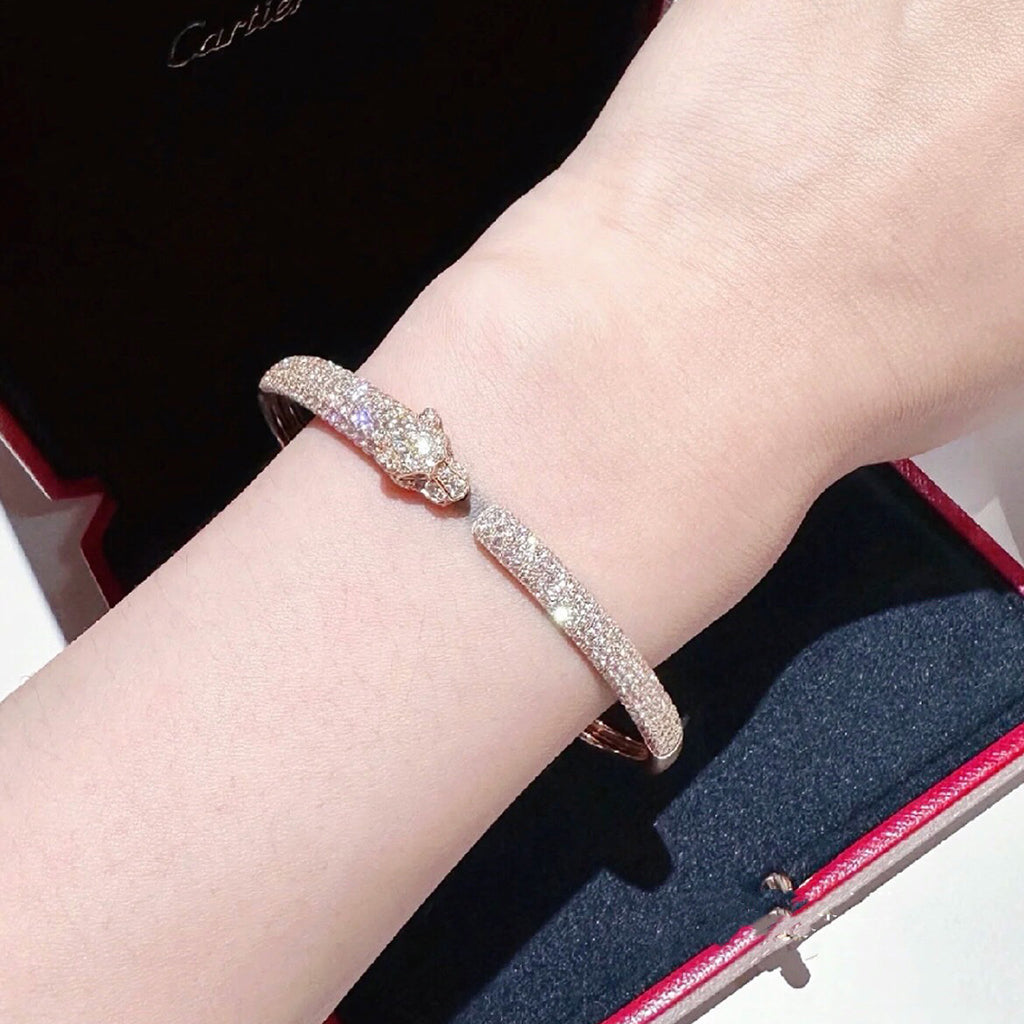 [⭐Reverie Jewels]PANTHERE FULL DIAMOND OPEN BRACELET