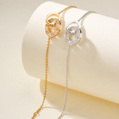 [⭐Reverie Jewels]LOVE DOUBLE RING FULL DIAMOND BRACELET