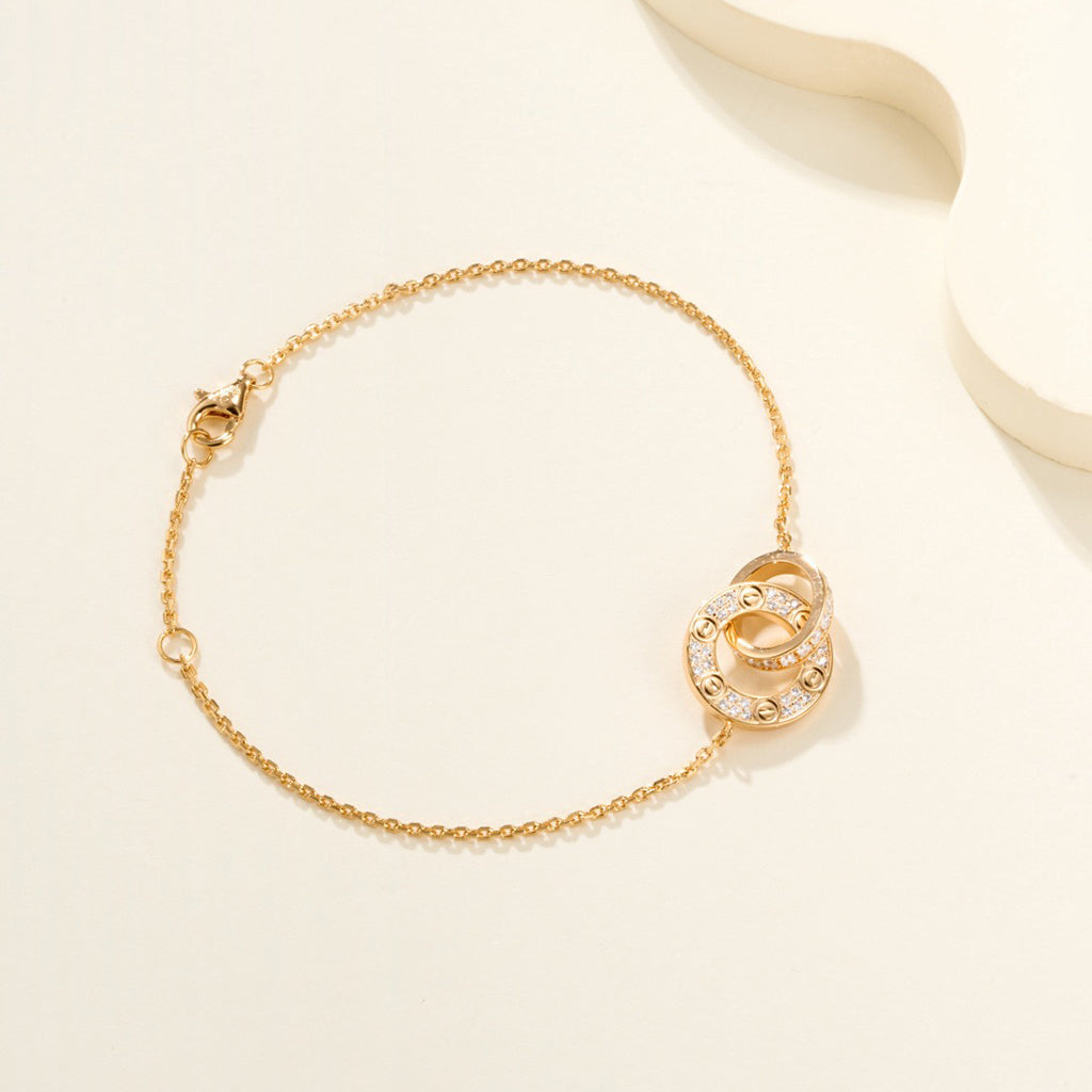 [⭐Reverie Jewels]LOVE DOUBLE RING FULL DIAMOND BRACELET