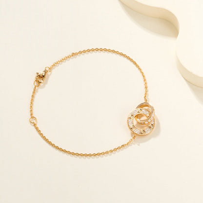 [⭐Reverie Jewels]LOVE DOUBLE RING FULL DIAMOND BRACELET