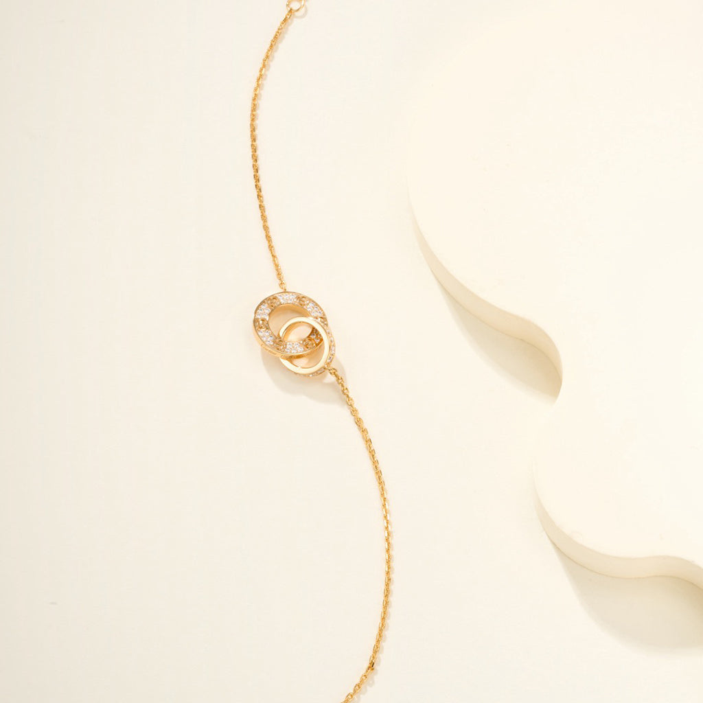 [⭐Reverie Jewels]LOVE DOUBLE RING FULL DIAMOND BRACELET