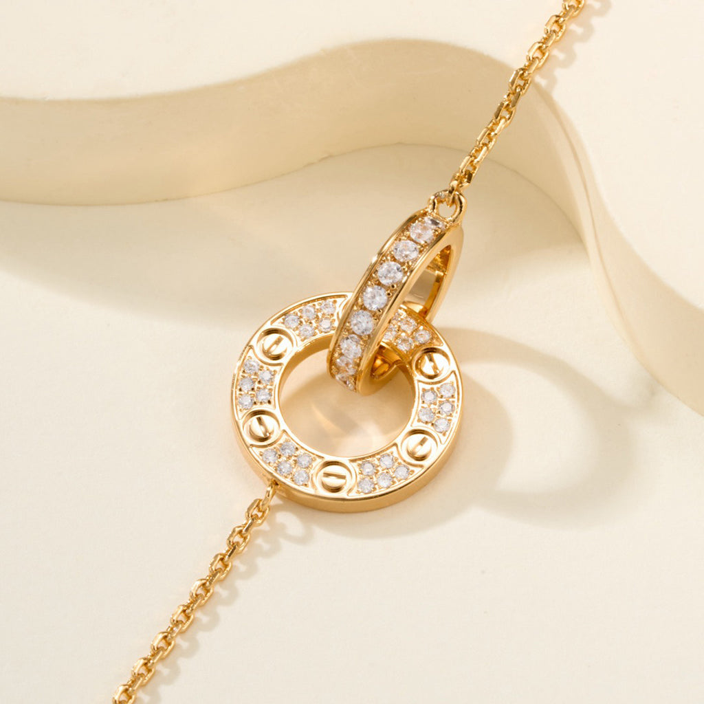 [⭐Reverie Jewels]LOVE DOUBLE RING FULL DIAMOND BRACELET