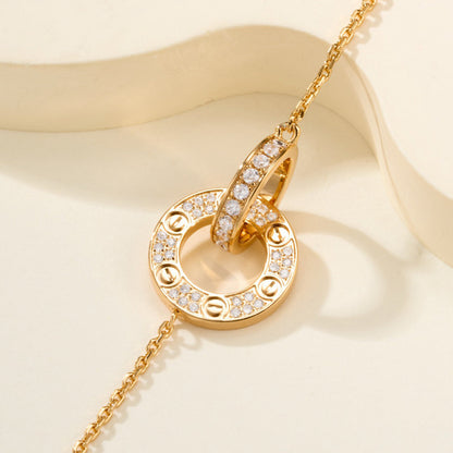 [⭐Reverie Jewels]LOVE DOUBLE RING FULL DIAMOND BRACELET