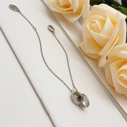 [⭐Reverie Jewels]LOVE DOUBLE RING HALF DIAMOND BRACELET