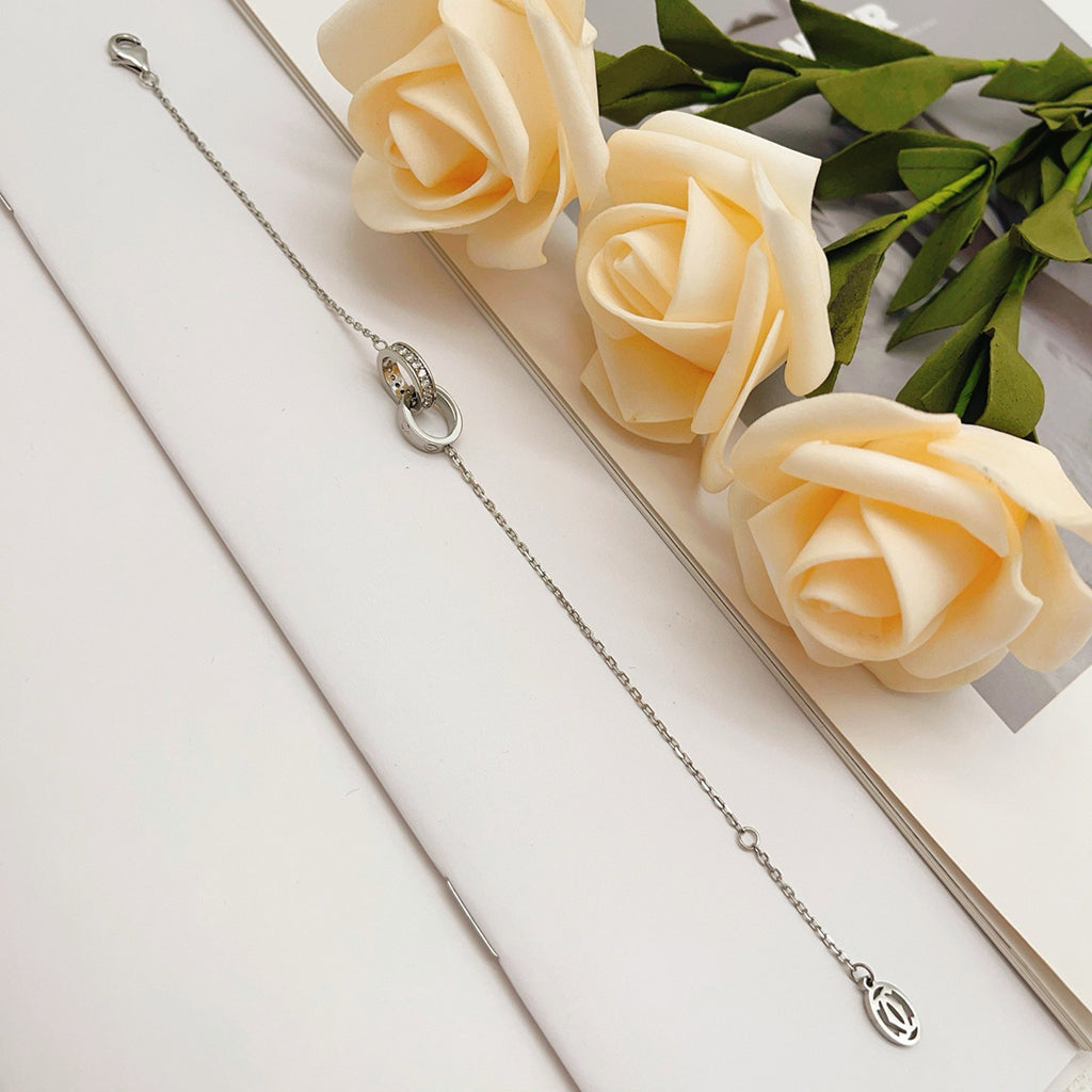 [⭐Reverie Jewels]LOVE DOUBLE RING HALF DIAMOND BRACELET