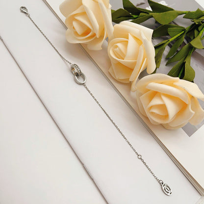 [⭐Reverie Jewels]LOVE DOUBLE RING HALF DIAMOND BRACELET