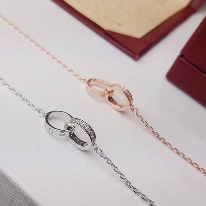[⭐Reverie Jewels]LOVE DOUBLE RING HALF DIAMOND BRACELET