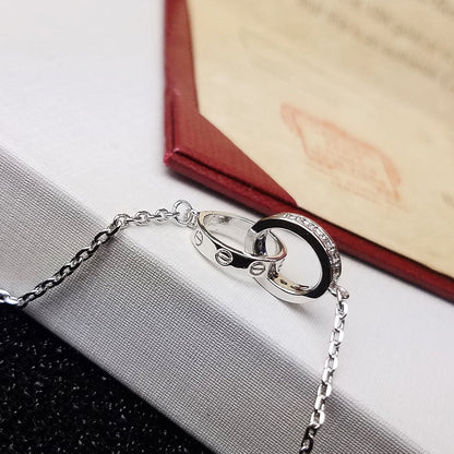 [⭐Reverie Jewels]LOVE DOUBLE RING HALF DIAMOND BRACELET