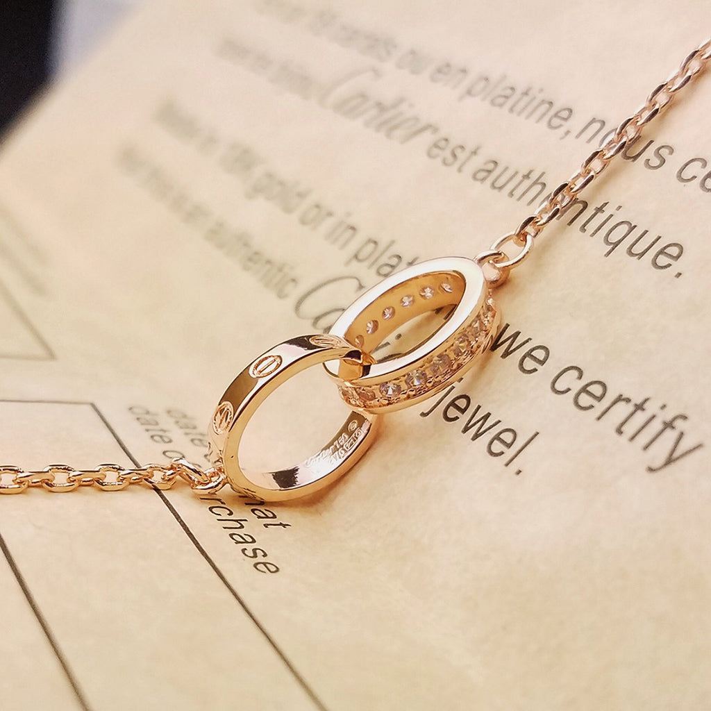 [⭐Reverie Jewels]LOVE DOUBLE RING HALF DIAMOND BRACELET