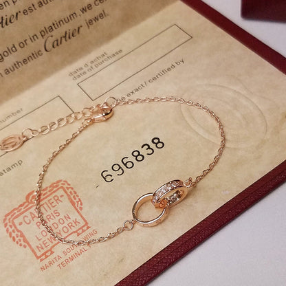 [⭐Reverie Jewels]LOVE DOUBLE RING HALF DIAMOND BRACELET