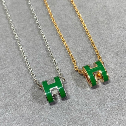 [⭐Reverie Jewels]POP H GREEN NECKLACE SILVER AND GOLD