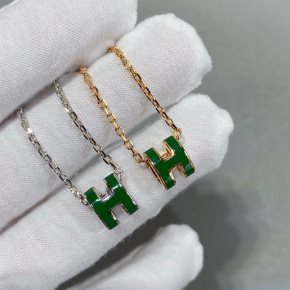 [⭐Reverie Jewels]POP H GREEN NECKLACE SILVER AND GOLD