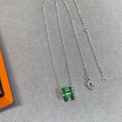 [⭐Reverie Jewels]POP H GREEN NECKLACE SILVER AND GOLD