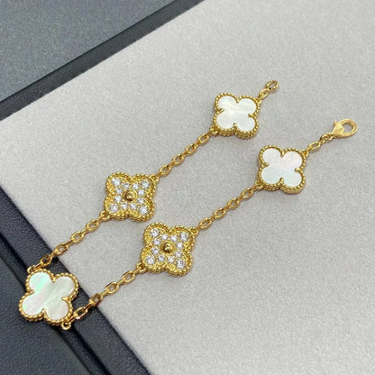 [⭐Reverie Jewels]CLOVER WHITE PEARL MOP 5 MOTIF BRACELET COLLECTION