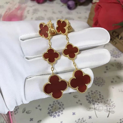[⭐Reverie Jewels]CLOVER 3 MOTIF CARNELIAN DROP EARRINGS