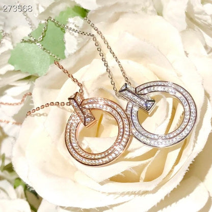 [Reverie Jewels]T1 CIRCLE DIAMOND PAVED MEDIUM NECKLACE