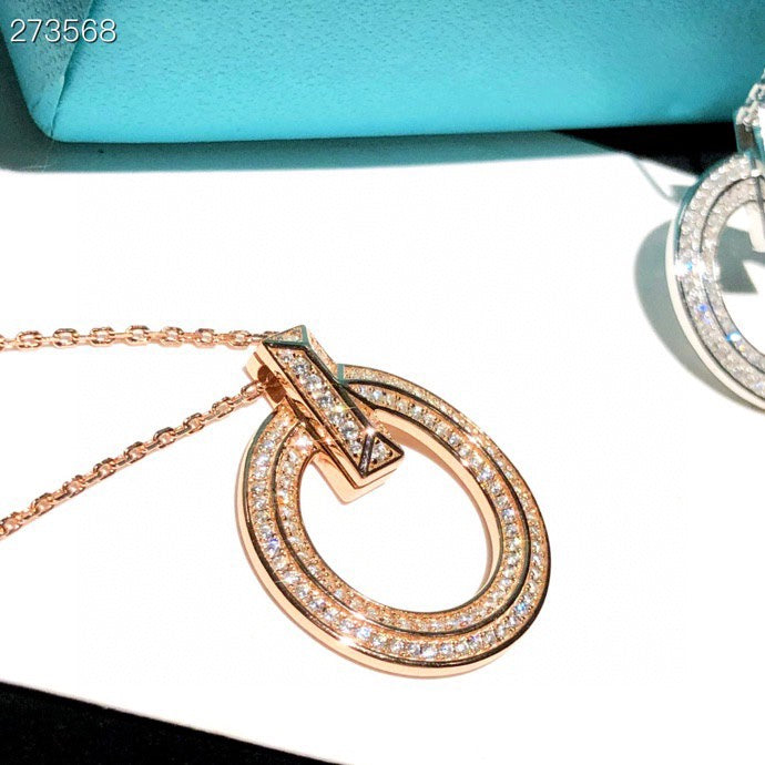 [Reverie Jewels]T1 CIRCLE DIAMOND PAVED MEDIUM NECKLACE