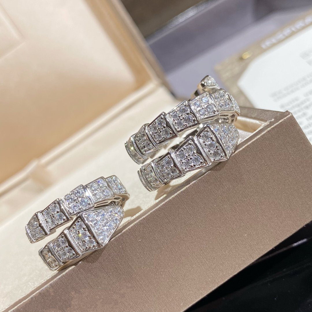 [⭐Reverie Jewels]SERPENTI DOUBLE RING SILVER DIAMOND PAVED