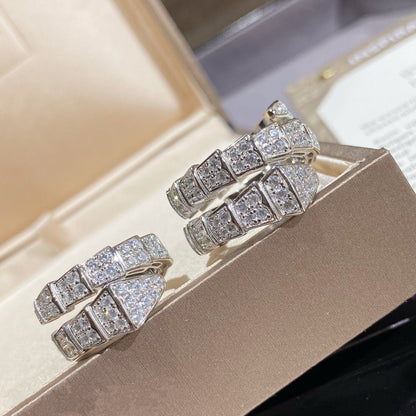 [⭐Reverie Jewels]SERPENTI DOUBLE RING SILVER DIAMOND PAVED