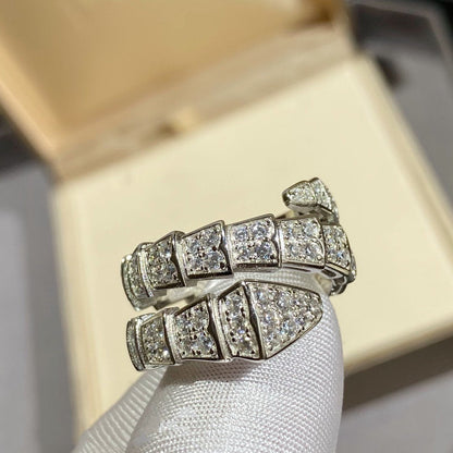 [⭐Reverie Jewels]SERPENTI DOUBLE RING SILVER DIAMOND PAVED
