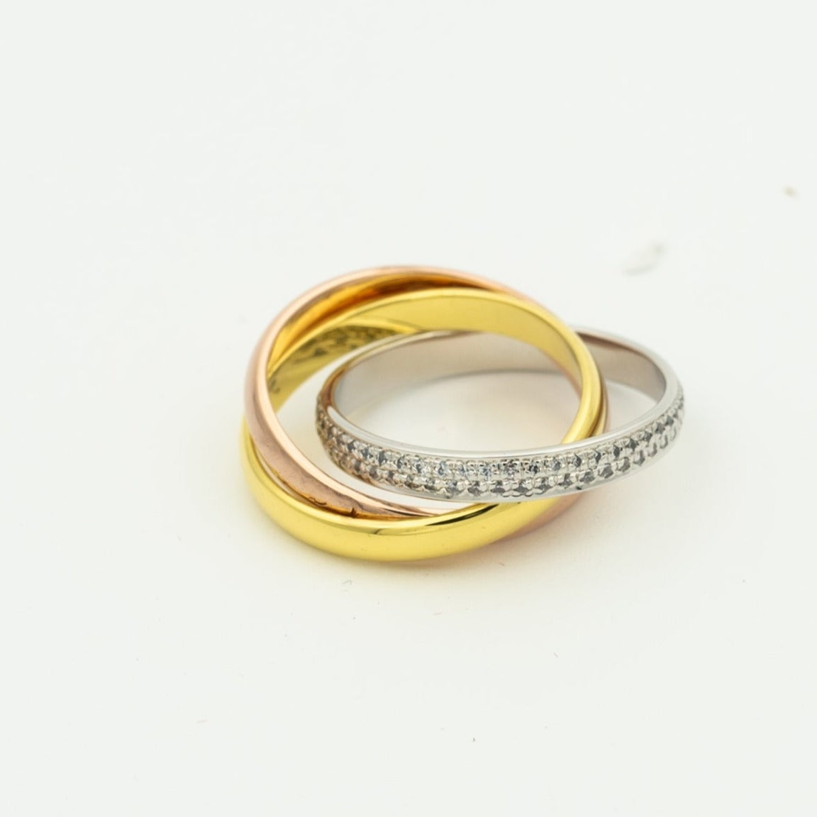 [⭐Reverie Jewels Jewelry]TRINITY RING GOLD PINK GOLD SILVER DIAMONDS