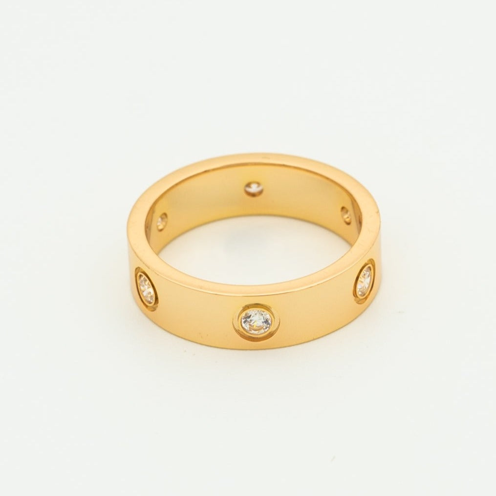 [⭐Reverie Jewels]LOVE RING 5.5MM 6 DIAMONDS PINK GOLD