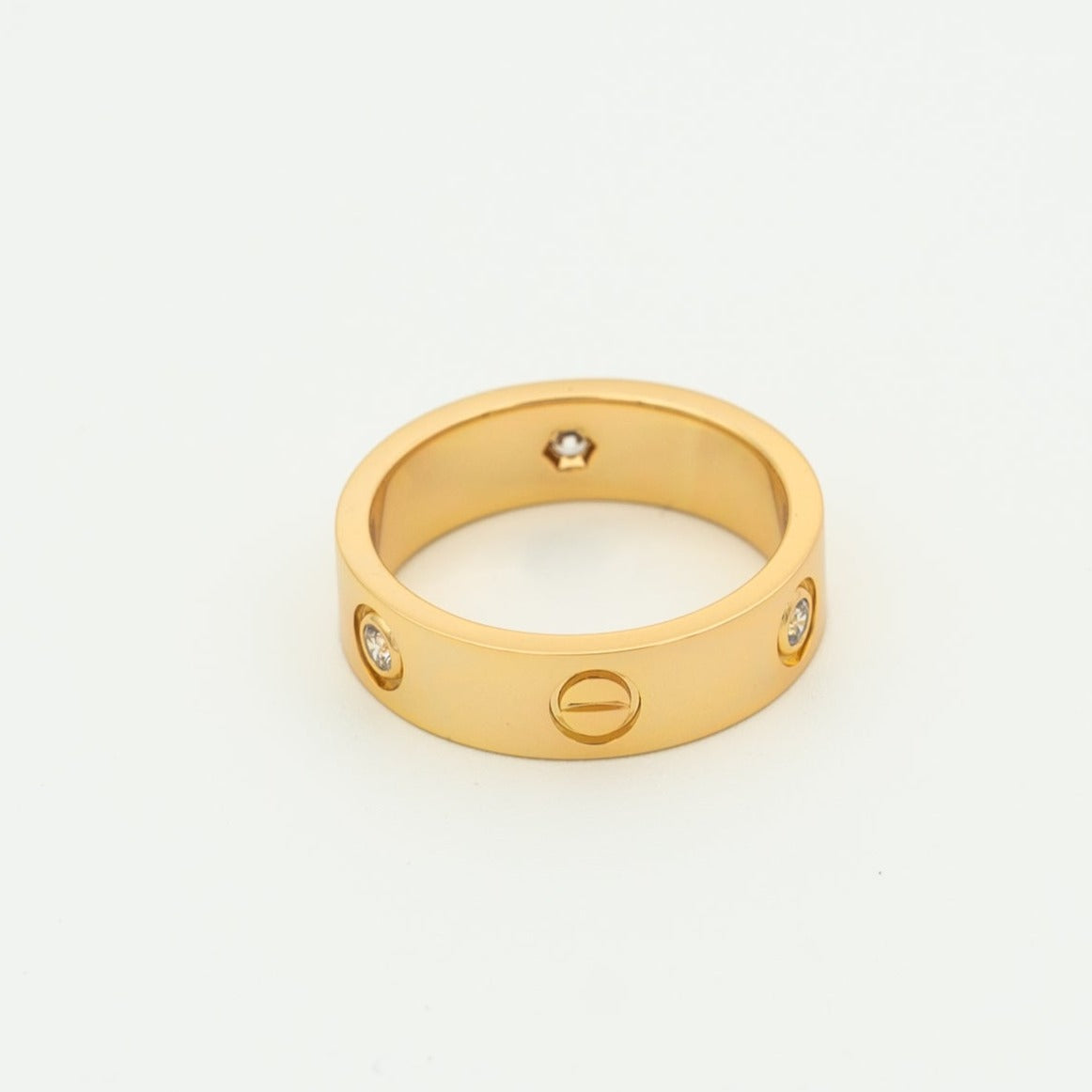 [⭐Reverie Jewels]LOVE RING 5.5MM 3 DIAMONDS PINK GOLD