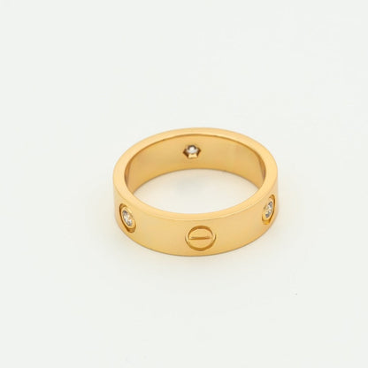 [⭐Reverie Jewels]LOVE RING 5.5MM 3 DIAMONDS PINK GOLD