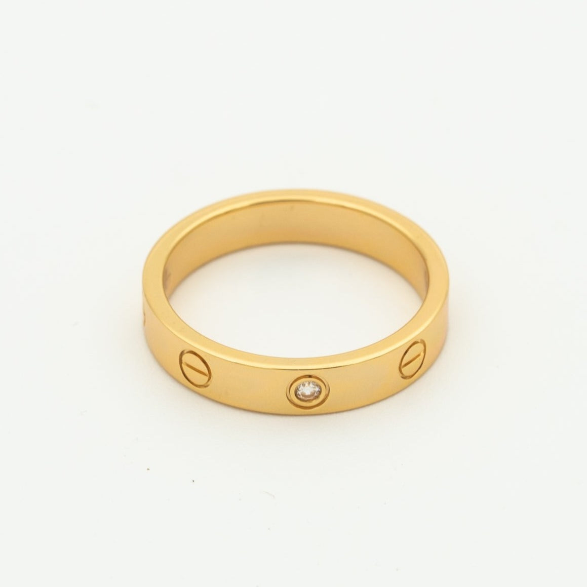 [⭐Reverie Jewels]LOVE RING 4MM 1 DIAMOND PINK GOLD