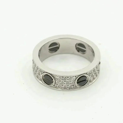 [⭐Reverie Jewels]LOVE RING 5.5MM DIAMONDS PAVED CERAMIC