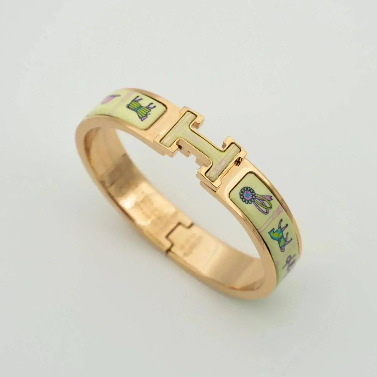 [⭐Reverie Jewels]H PINK GOLD BRACELET CREAM CERAMIC