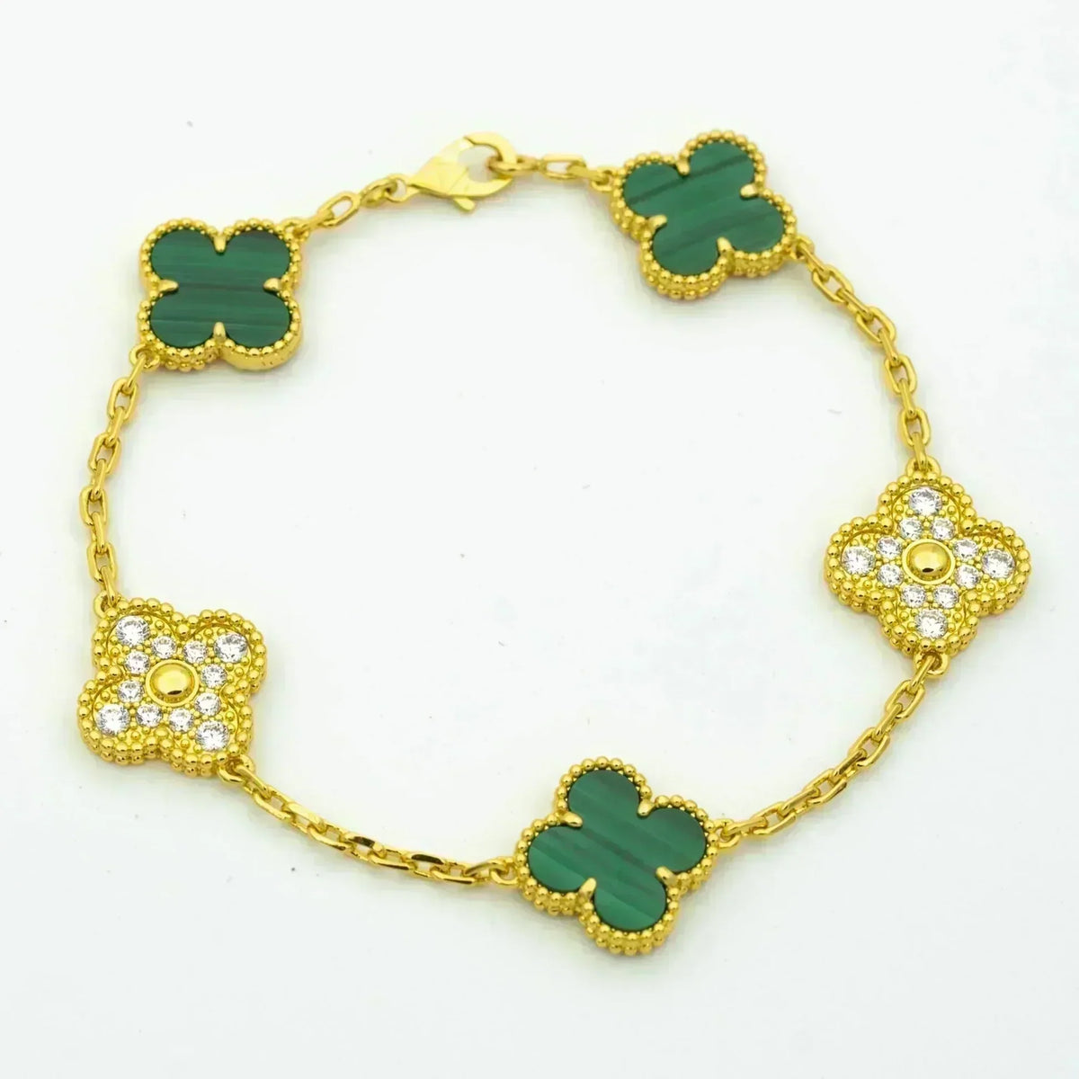 [⭐Reverie Jewels] CLOVER 5 MOTIF MALACHITE BRACELET COLLECTION