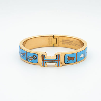 [⭐Reverie Jewels]H PINK GOLD BRACELET BLUE CERAMIC