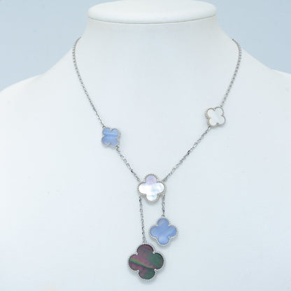 [⭐Reverie Jewels]CLOVER MOP CHALCEDONY NECKLACE SILVER 6 MOTIF