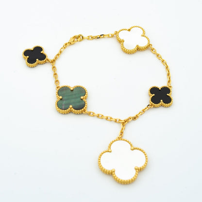 [⭐Reverie Jewels]CLOVER BRACELET 5 MOTIFS ONYX MOP