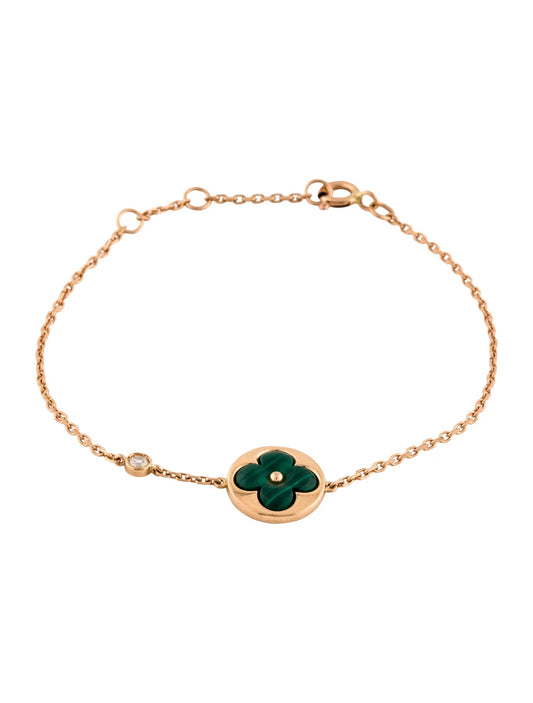 [⭐Reverie Jewels]SUN MALACHITE 1 DIAMOND PINK GOLD BRACELET
