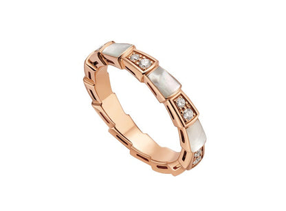 [⭐Reverie Jewels]SERPENTI RING PINK GOLD DIAMOND MOP 3MM