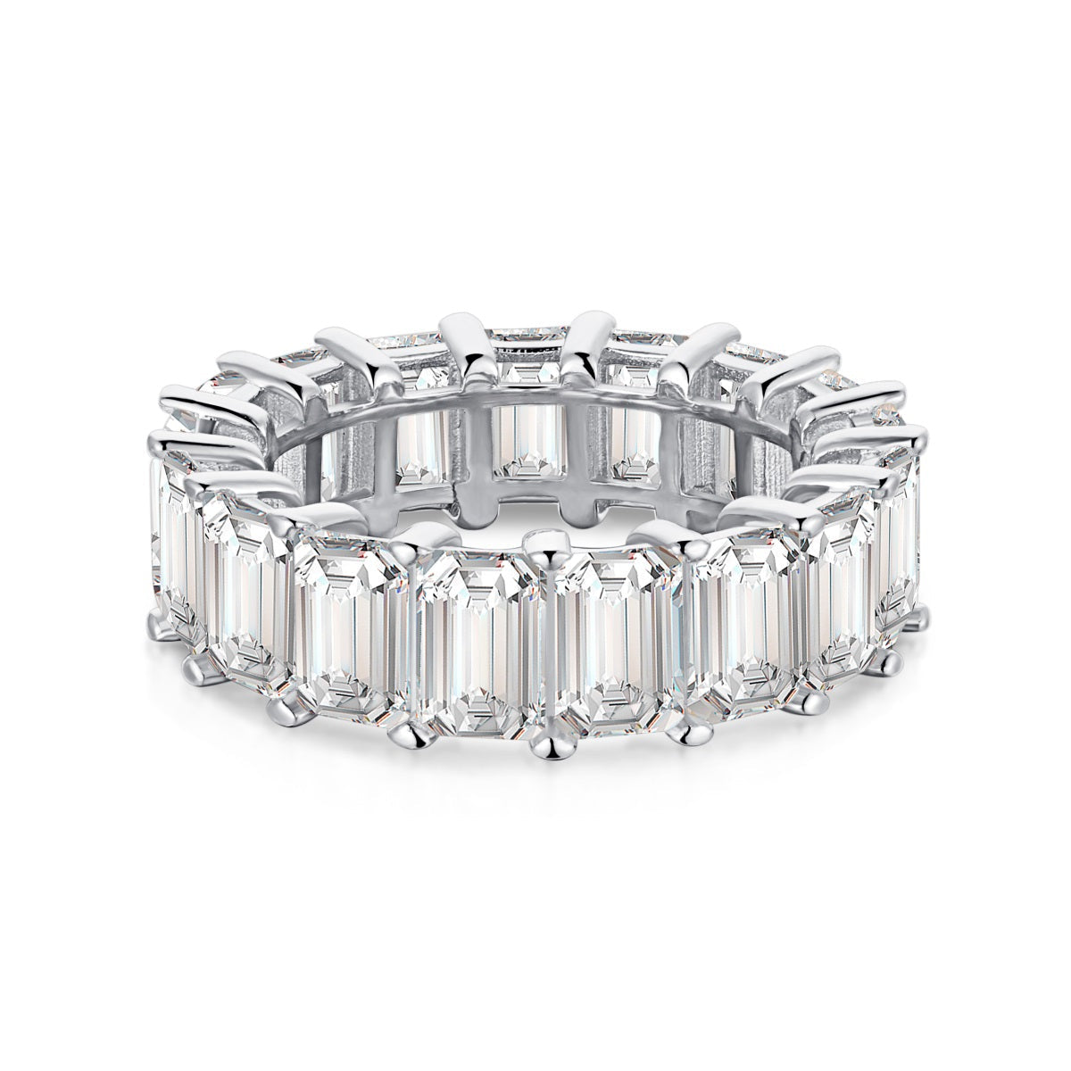 [Reverie Jewels]0.75 Carat Elegant Emerald Cut Tennis Ring