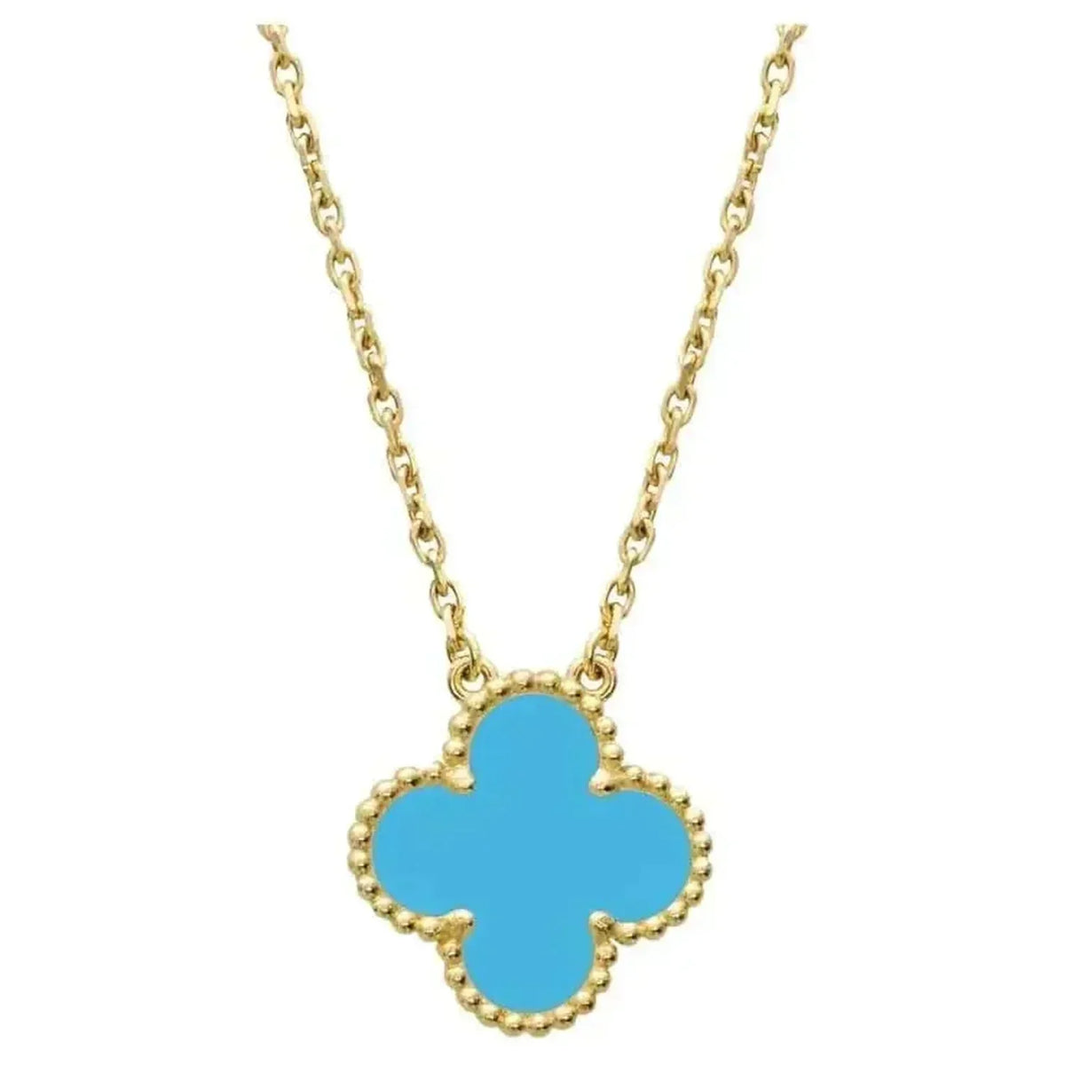 [⭐Reverie Jewels]CLOVER 15MM VINTAGE TURQUOISE NECKLACE