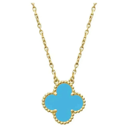 [⭐Reverie Jewels]CLOVER 15MM VINTAGE TURQUOISE NECKLACE