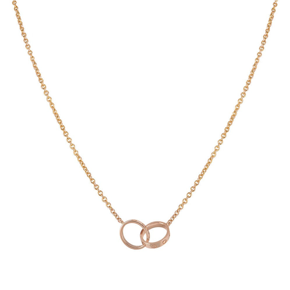 [⭐Reverie Jewels]LOVE NECKLACE DOUBLE RING PINK GOLD