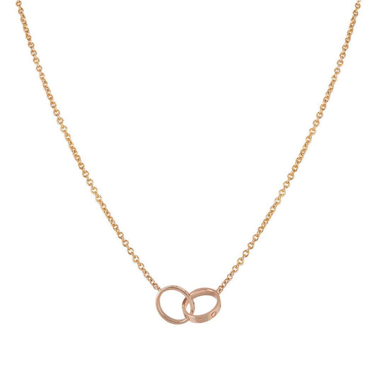 [⭐Reverie Jewels]LOVE NECKLACE DOUBLE RING PINK GOLD