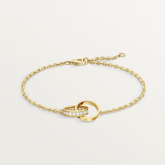 [⭐Reverie Jewels]LOVE DOUBLE RING HALF DIAMOND BRACELET