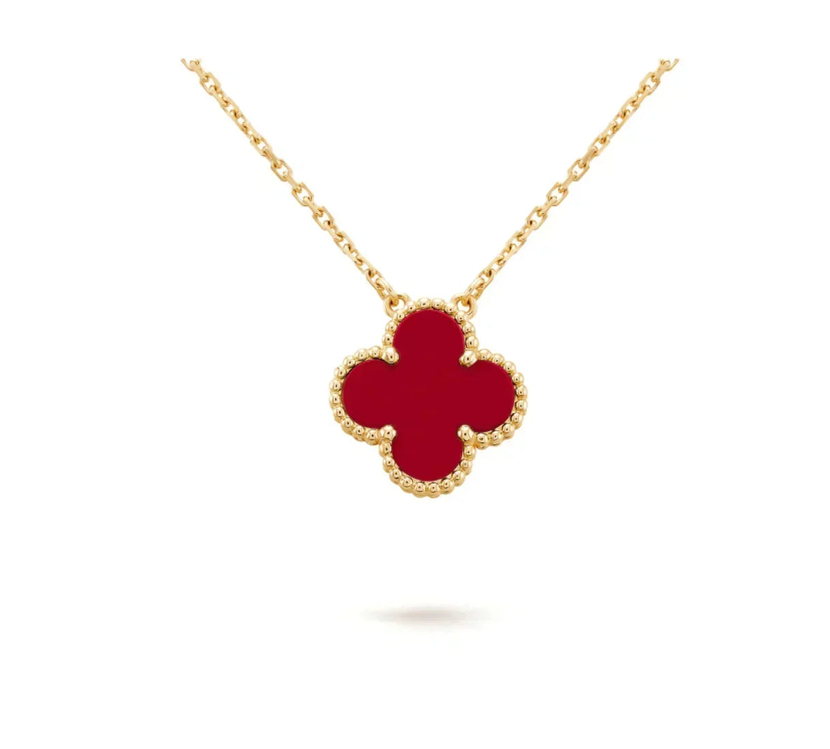 [⭐Reverie Jewels]CLOVER 15MM CARNELIAN SINGLE FLOWER NECKLACE
